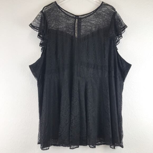 Torrid Peplum Lace Ruffle Sleeve Top Black Boho Romantic Gothic Plus Size 6X - Picture 1 of 12